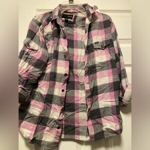 Vintage Hurley Pink and Gray Plaid Shirt
